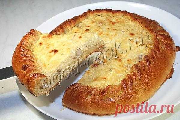 Открытый пирог с курицей и сыром!..