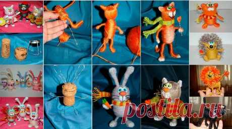 Смотрите какие интересные игрушки можно сделать из пробок и ниток.