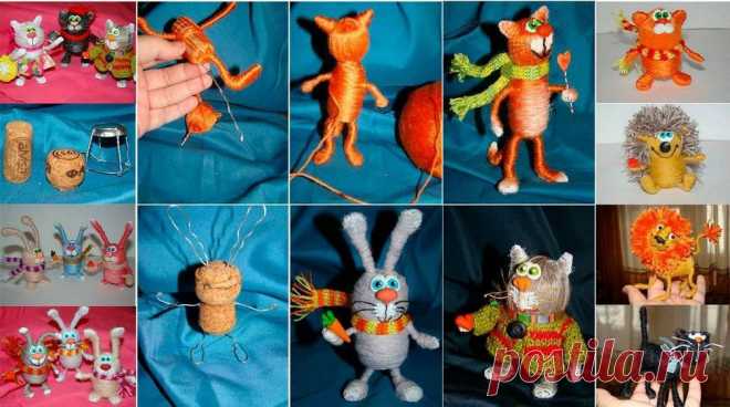 Смотрите какие интересные игрушки можно сделать из пробок и ниток.