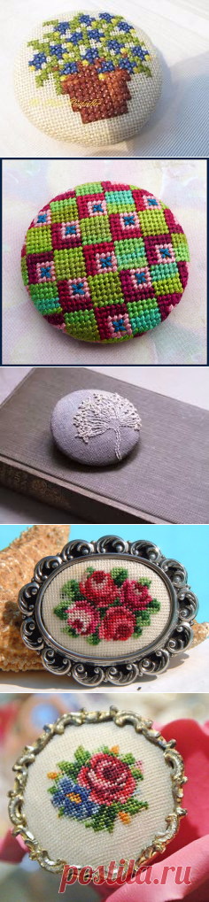 Вышитые броши