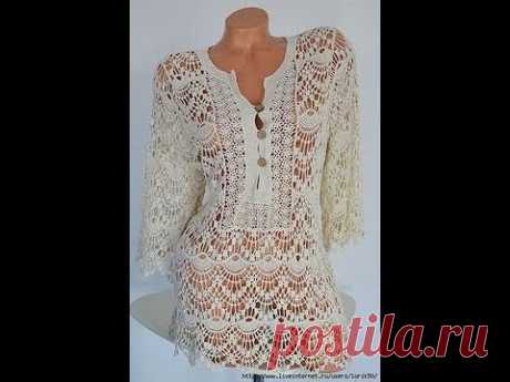 Летняя ажурная туника часть 1(схема+ образец+расчет) Summer openwork tunic part 1