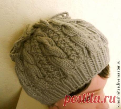 Шапочка "Хохолок" - бежевый,однотонный,шапка,шапка вязаная,шапка женская