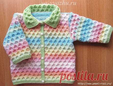 Нежная детская кофточка «Карамелька» спицами!