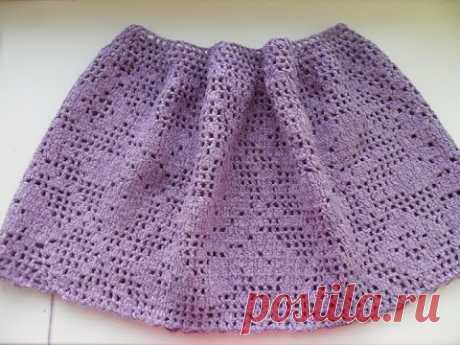 Филейное детское платье 1часть ( подол)-crochet baby dress. (baby#1)