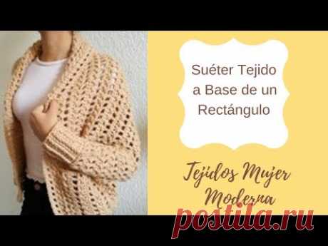SUETER TEJIDO A BASE DE UN RECTANGULO a Crochet