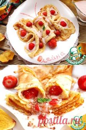 Молочные заварные блинчики с клубничным соусом - кулинарный рецепт