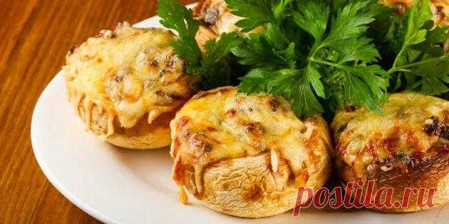 Шампиньоны фаршированные сливочным сыром — Мой садочек