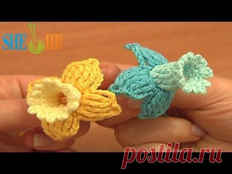 ▶ Вязаный цветок колокольчик Урок 78 Цветок фуксия - YouTube
