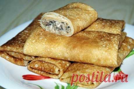Блинчики с курицей и грибами