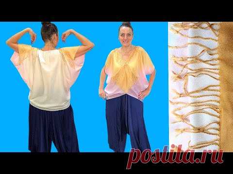 Как из ПАЛАНТИНА сделать БЛУЗОН за 5 минут 🧐 Смотрите секрет пошива без кроя 😉