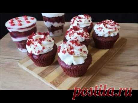 БЕЗ МАСЛА КРАСНЫЙ БАРХАТ Кексы с кремом и вишневым конфитюром