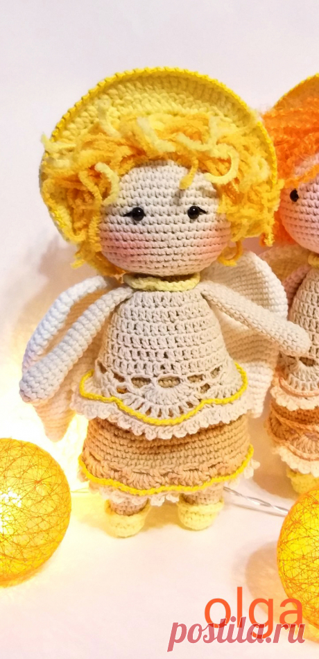 PDF Рождественский ангелочек крючком; FREE crochet pattern; Аmigurumi doll patterns. Амигуруми схемы и описания на русском. Вязаные игрушки и поделки своими руками #amimore - ангел, ангелок, ангелочек.