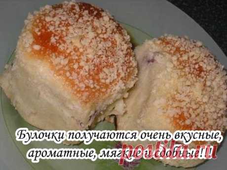 Булочки получаются очень вкусные, ароматные, мягкие и сдобные!!!

Ингредиенты:
200 мл. теплого молока
50 граммов маргарина для выпечки типа &quot;пышка&quot; или сливочного масла
2 шт. яйца (одно для смазывания булочек и одно в тесто)
3 ст. ложки сахара
3 ст. ложки растительного масла
1 пакетик ванильного сахара
1 чайная ложка дрожжей (пакмайя)
2-2.5 стакана муки
0.5 ч. ложки соли
варенье,ягоды или фрукты в начинку
для посыпки
1 столовая ложка сливочного масла