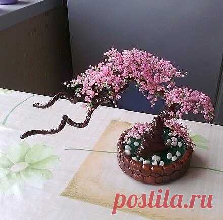 Делаем сакуру из бисера