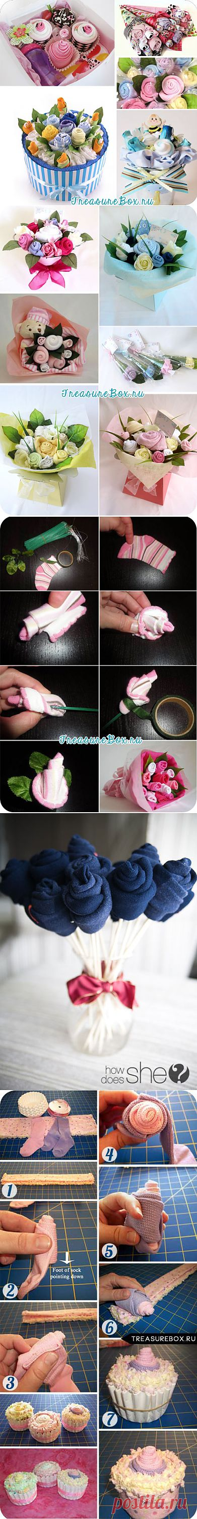 Как сделать букет из носков своими руками | Рукоделие | Treasurebox - пошаговые мастер-классы