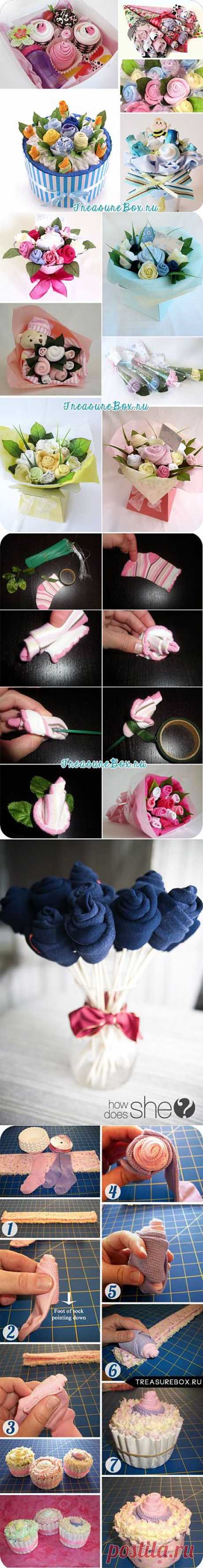 Как сделать букет из носков своими руками | Рукоделие | Treasurebox - пошаговые мастер-классы