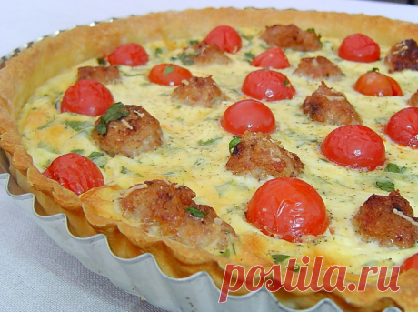 Киш с помидорами черри и мясными шариками / Пироги / Кукорама — вкусные рецепты!