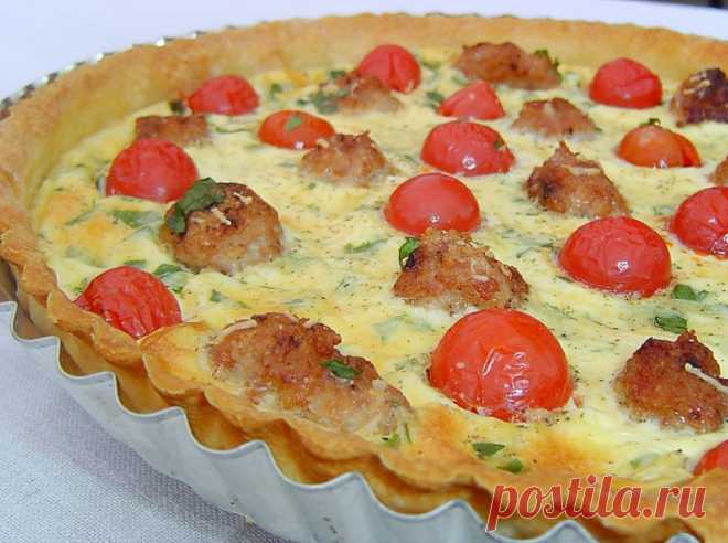 Киш с помидорами черри и мясными шариками / Пироги / Кукорама — вкусные рецепты!