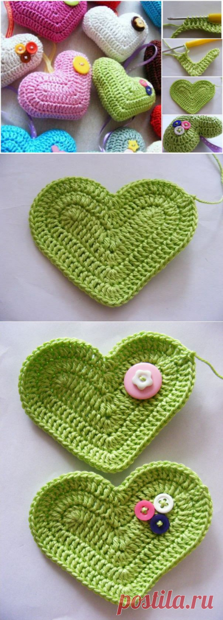 How to DIY Crochet 3D Heart Free Pattern | www.FabArtDIY.com