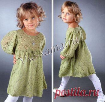 Детское ажурное платье фисташкового цвета