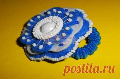 Резинка из фетра. Цветочек. Мастер-класс с пошаговыми фото
