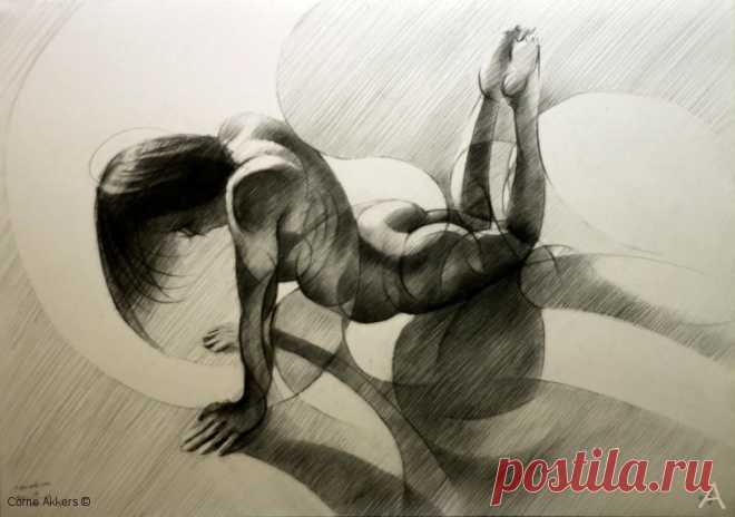 CORNE AKKERS 
"Roundism - 18-08-14"
Графика,Бумага/Карандаш,30x43см