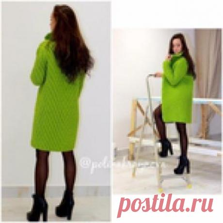 Стильный зеленый жакет, вязаный рельефными столбиками!