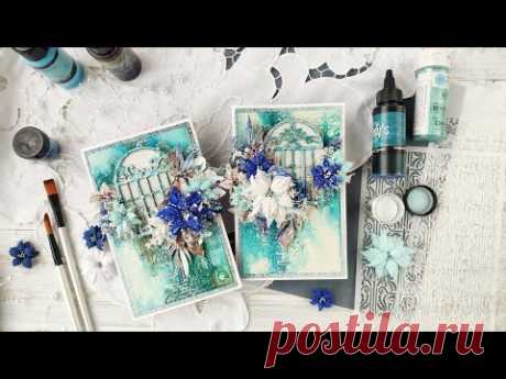 (6) Зимние открытки. Мастер класс / Mixed media card / Tutorial video - YouTube