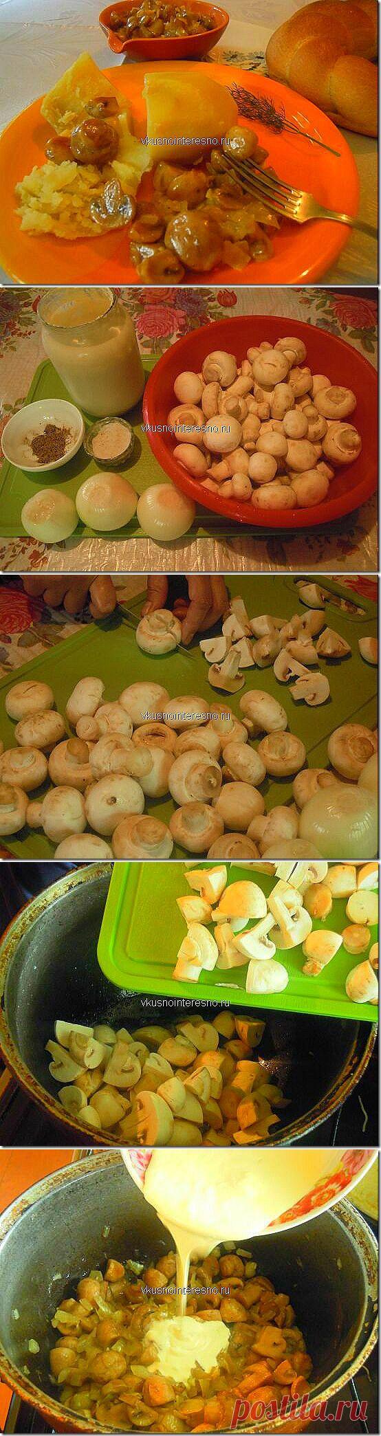 шампиньоны жареные со сметаной  | Вкусно приготовить самим