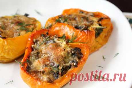 Фаршированные грибами перцы — Простые и вкусные рецепты