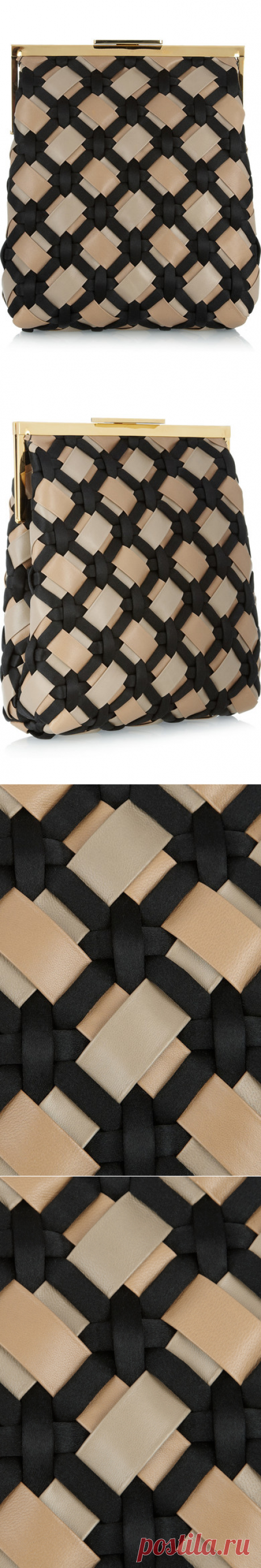 Marni | Woven leather and satin clutch | NET-A-PORTER.COM