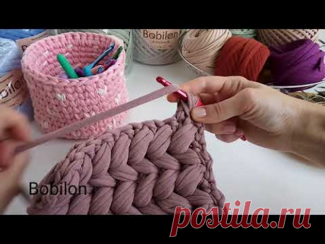 Как вязать ровные пышные столбики для сумки Зефирки