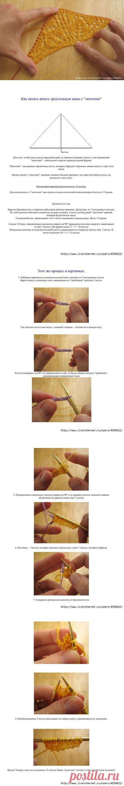 Начало шали с "ленточки". Мастер-класс.