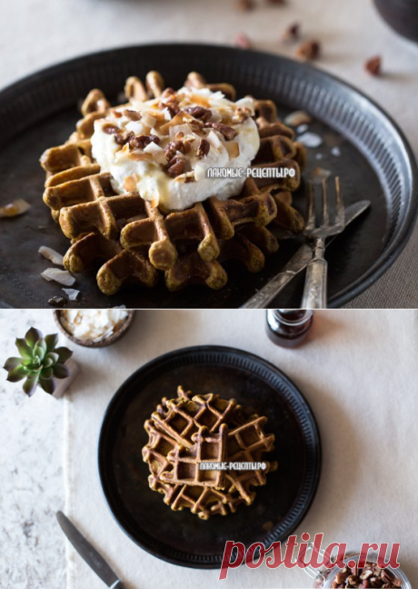 Тыквенные вафли с корицей, мускатным орехом и кокосом