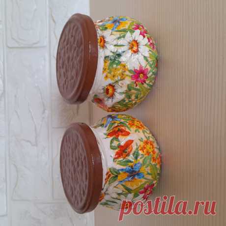 Декупаж стеклянных банок