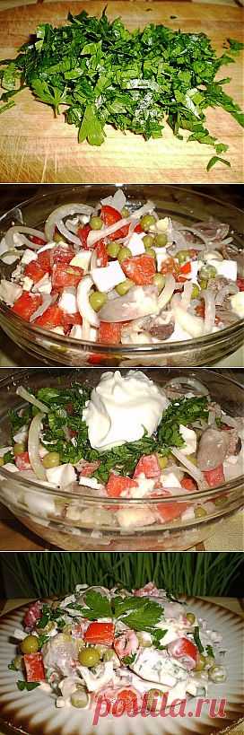 Салат из куриных сердечек — лёгкий и вкусный деликатес | Любимые рецепты