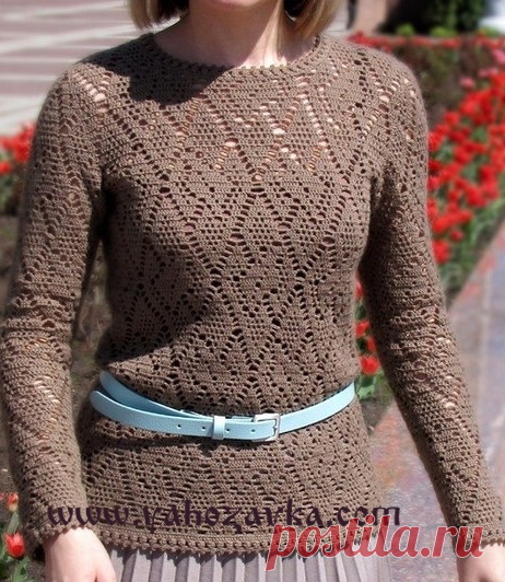 Летний джемпер геометрическим узором. Джемпер для женщин крючком Летний джемпер геометрическим узором. Джемпер для женщин крючком