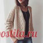 Женственный кардиган с косами Cabled Cardigan - описание и схемы вязания спицами!