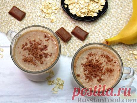 Рецепт: Кофейно-банановый смузи с овсяными хлопьями на RussianFood.com