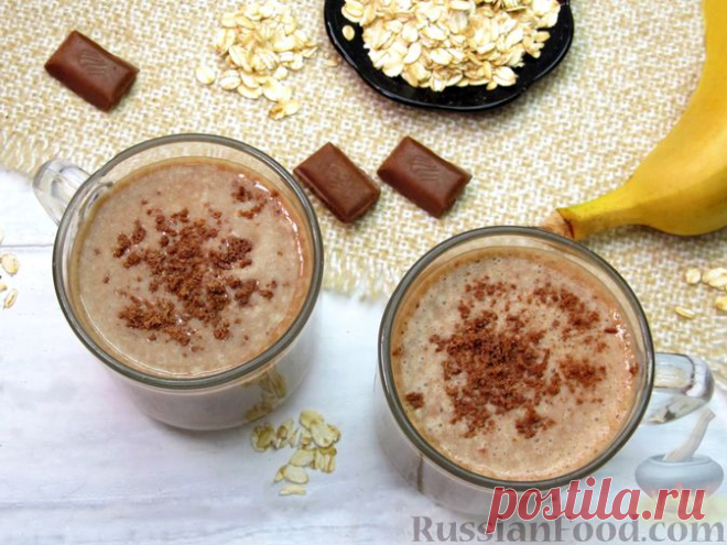 Рецепт: Кофейно-банановый смузи с овсяными хлопьями на RussianFood.com
