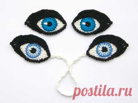 Crochet PATTERN Eyes BOOKMARK and applique / от TheCurioCraftsRoom
