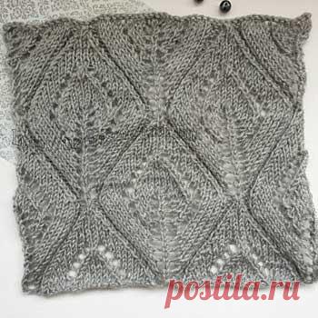 Красивые большие ажурные ромбы спицами, схема узора + видео как связать - Самые красивые узоры спицами
