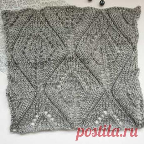 Красивые большие ажурные ромбы спицами, схема узора + видео как связать - Самые красивые узоры спицами