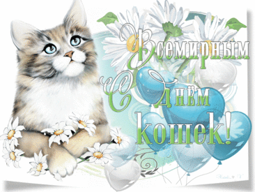 День сегодня необычный,
Мягкий и пушистый,
Кошечки справляют праздник,
«Мур-р-р» звучит лучисто.
Со Всемирным Днем кошек!