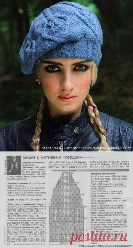 Берет с мотивами "сердце"