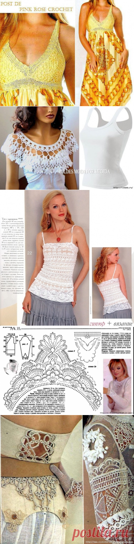 Вязание крючком + ткань. (Идеи из интернета) - запись пользователя Марина в сообществе Вязание крючком в категории Женская одежда крючком. Схемы и описание