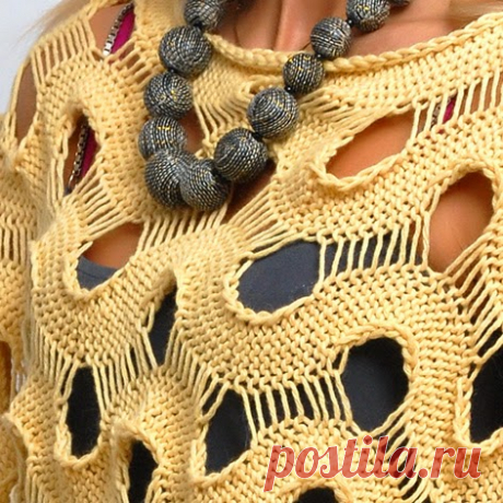Blusa tejida en punto ondas calado con dos agujas - con esquema