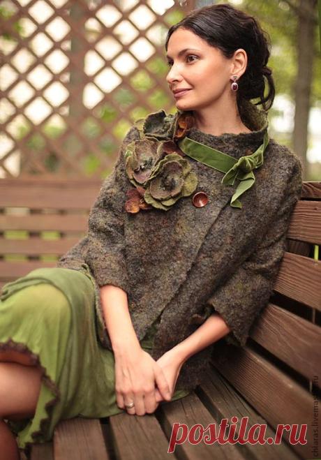 Купить Весна в Париже (зелень) - winter coat, handmade jacket, зеленый жакет, жакет на осень