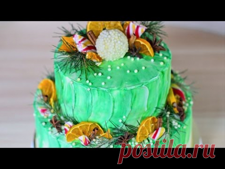 Двухъярусный ☆ Акварельный ☆ Новогодний торт