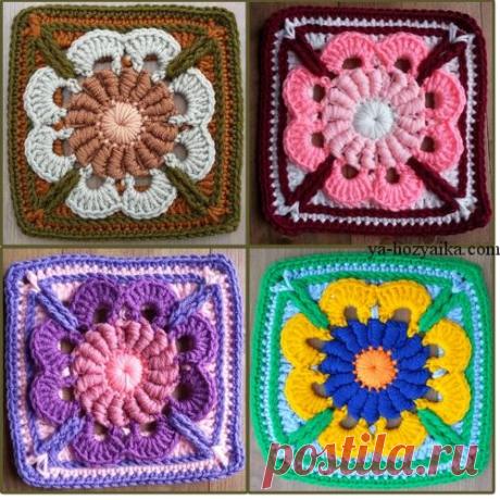 Мотив бабушкин квадрат видео урок. Мастер класс вязания квадратного мотива крючком
